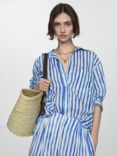 Mango Brenda Striped Cotton Shirt, White/Blue