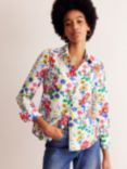 Boden Sienna Floral Print Cotton Shirt, White/Multi