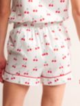 Boden Cotton Sateen Cherry Print Pyjama Shorts, Ivory/Multi