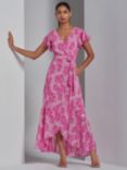 Jolie Moi Haylie Chiffon Wrap Maxi Dress, Pink Floral