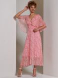 Jolie Moi Kyra Chiffon Midi Dress, Pink Abstract