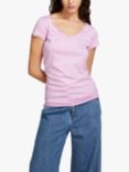 SISLEY V-Neck Cotton Blend T-Shirt, Light Violet