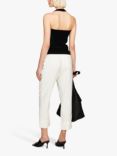 SISLEY Striped Flare Fit Cropped Trousers, White