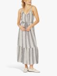 Sisters Point Islea Loose Fit Belted Maxi Dress, Cream/Navy