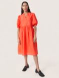 Soaked In Luxury Josie Knee Length Half Sleeve Dress, Hot Coral