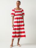 L.K.Bennett Ruby Stripe Midi Dress, Poinsettia/Green