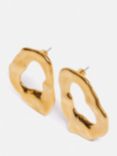 Jigsaw Molten Loop Earrings, Gold