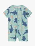 Polarn O. Pyret Baby Whale Print All-In-One Pyjamas, Blue