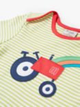 Frugi Baby Bobster Organic Cotton Tractor Applique T-Shirt, Pear/Multi