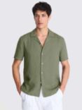 Moss Linen Cutaway Collar Shirt, Green
