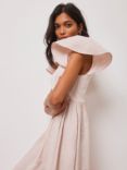 Mint Velvet Ruffle Sleeve Jersey Midi Dress, Light Pink