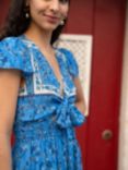 Mela London Ditsy Print Midi Sun Dress, Blue
