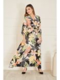 Mela London Tropical Wrap Maxi Dress,, Black/Multi