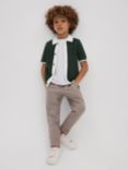 Reiss Kids' Misto Open Stitch Shirt, Green/Optic White