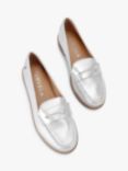 Carvela Crackle Metallic Leather Loafers, Silver