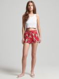Superdry Vintage Beach Printed Shorts, Red Lily/Multi