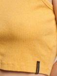 Superdry Organic Cotton Vintage Ribbed Crop Vest Top, Ochre Marl