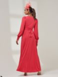 Jolie Moi Guilia Long Sleeve Maxi Dress, Red