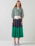 L.K.Bennett Dora Colour Block Midi Skirt, Green/Multi