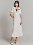 Ghost Tilly Sailor Collar Crepe Midi Dress, Cloud Dancer