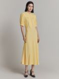 Ghost Adele Puff Sleeve Crepe Midaxi Dress, Yellow