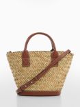 Mango Milos Natural Fibre Shopper Bag, Medium Brown