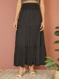 Yumi Tiered Midi Skirt, Black