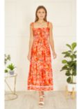 Yumi Ikat Print Maxi Sun Dress, Orange/Multi