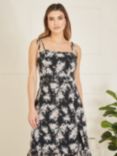 Yumi Floral Midi Dress, Black