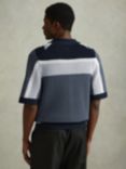 Reiss Panko Short Sleeve Crotchet Shirt, Navy/Multi