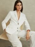 Reiss Harper Single Breasted Cotton Suit Blazer, White