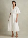 Reiss Alice Puff Sleeve Midi Dress, White