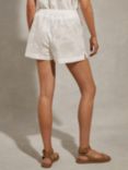 Reiss Nia Embroidered Cotton Drawstring Waist Shorts, White