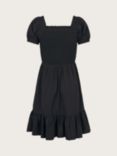 Monsoon Kids' Storm Seersucker Shirred Dress, Black