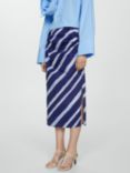 Mango Salome Stripe Slit Midi Skirt, Medium Blue