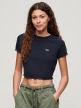 Superdry 90s Lace Trim T-Shirt, Eclipse Navy