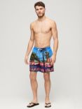 Superdry Photographic 17" Swim Shorts, Palm Blue
