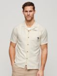Superdry Resort Linen Blend Short Sleeve Shirt, Off White