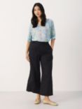 Part Two Petrines Linen Wide Leg Cropped Trousers, Dark Navy