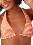 Accessorize Wavy Stripe Triangle Bikini Top, Orange/White