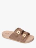 Scholl Pescura Suede Double Strap Sliders, Taupe