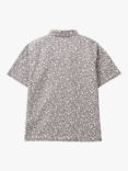 Benetton Kids' Floral Print Short Sleeve Shirt, Grey/Multi