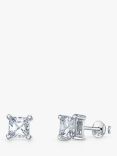 Jools by Jenny Brown Cubic Zirconia Small Square Stud Earrings, Silver