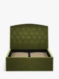 John Lewis Rouen Ottoman Storage Upholstered Bed Frame, Double, Deep Velvet Olive