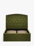 John Lewis Rouen Ottoman Storage Upholstered Bed Frame, King Size, Deep Velvet Olive