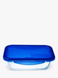 Pyrex Cook & Go Glass Rectangular Dish with Plastic Lid, 800ml, Clear