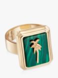Daisy London Palm Malachite Ring, Gold/Green