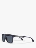 Emporio Armani EA4047 Men's Square Sunglasses, Matte Blue/Grey