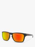 Oakley OO9448 Men's Sylas Prizm Polarised Rectangular Sunglasses, Black Ink/Mirror Orange
