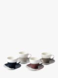 Royal Doulton Coffee Studio Porcelain Espresso Cup & Saucer, Set of 4, 110ml, Assorted